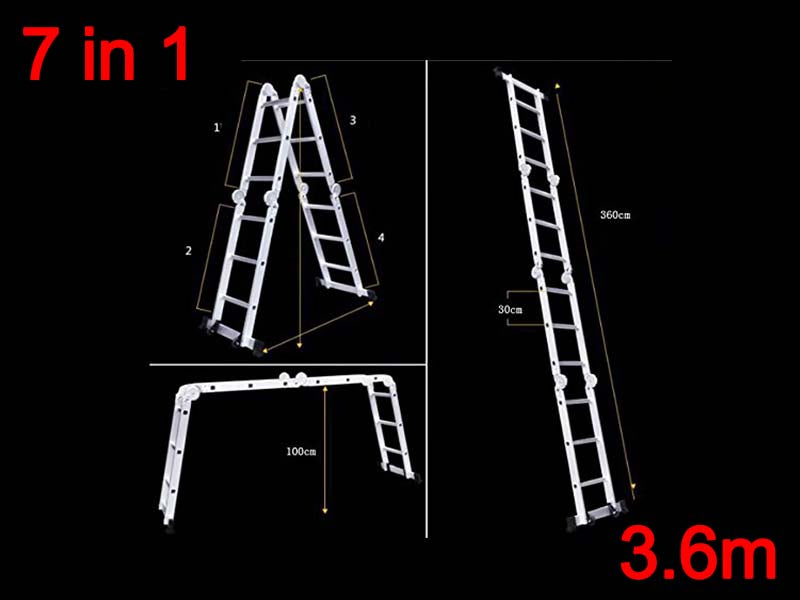 Multi Purpose Ladder 3.6M with two platforms folding ladder