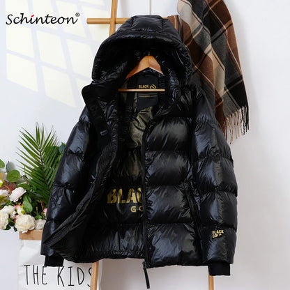 Schinteon Women’s Oversized White Duck Down Jacket with Hood