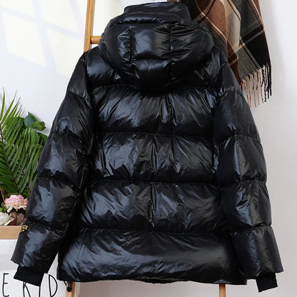 Schinteon Women’s Oversized White Duck Down Jacket with Hood