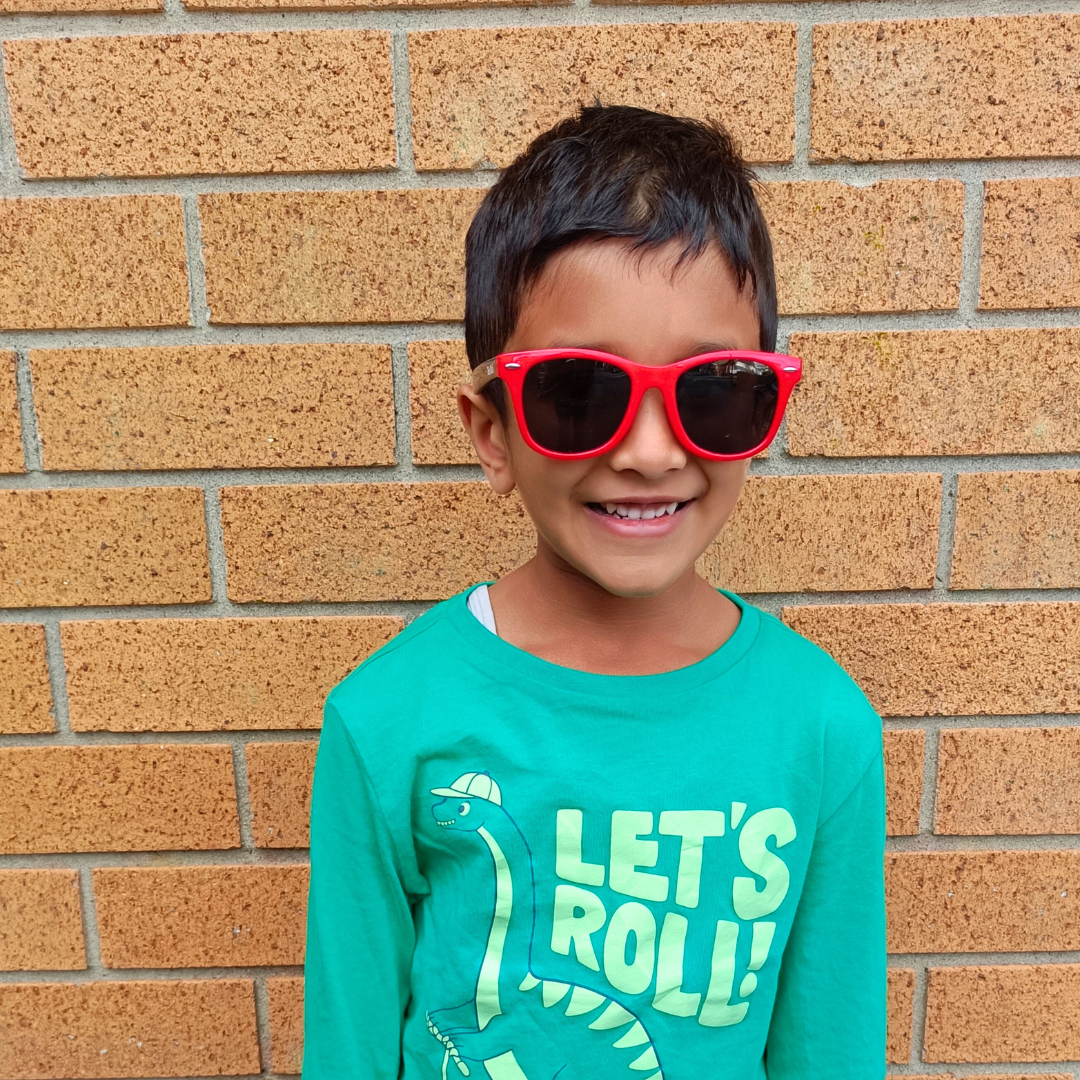 Wai Classic Red+Black — Retro Kids Sunglasses Ages 5+