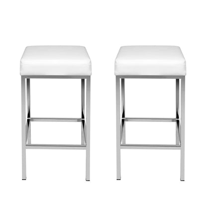 Artiss 2x Bar Stools Leather Padded Metal White