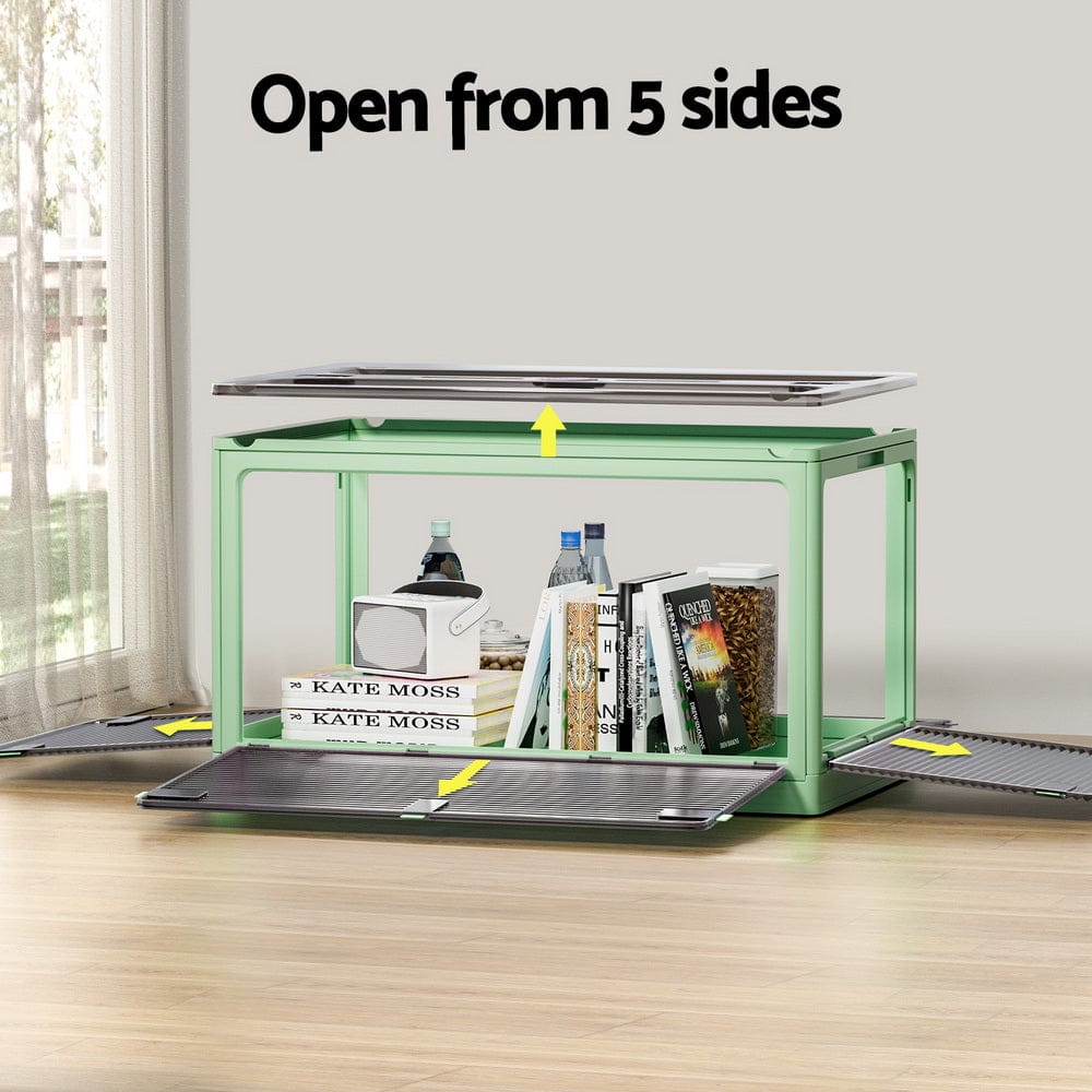 Artiss Storage Box Container Foldable Stackable 5 Sides Open Transparent 140L