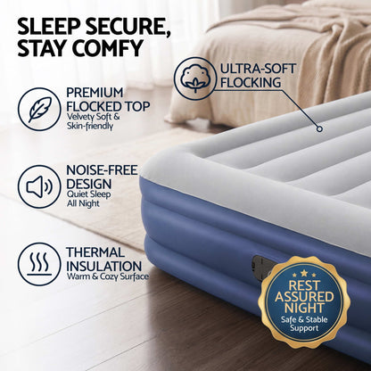 Bestway Air Mattress Queen Inflatable Bed 46cm Airbed Blue