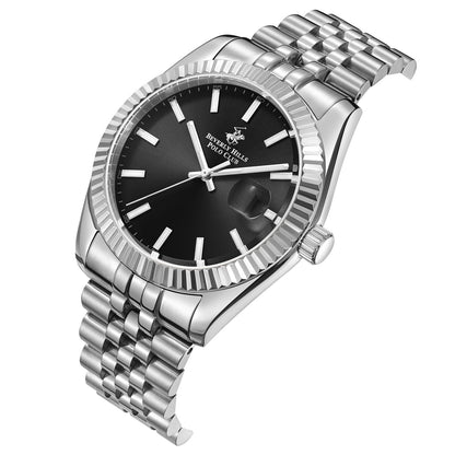 Beverly Hills Polo Club Classy Black Dial Silver Date Watch - BP3018X.350