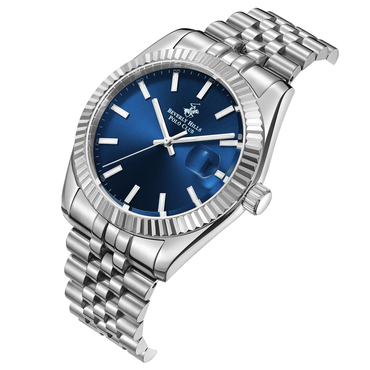 Beverly Hills Polo Club Blue Dial Silver Date Watch - BP3018X.390