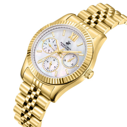 Beverly Hills Polo Club Multifunction Mother Pearl Gold Watch - BP3169C.121