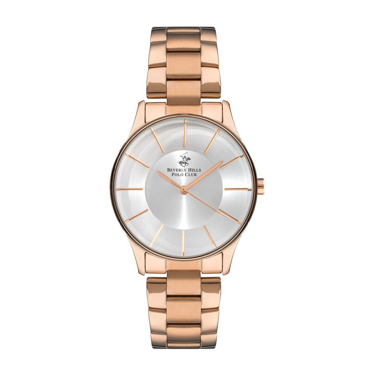 Beverly Hills Polo Club Rose Gold Silver Sunray Dial Watch – BP3286X.430