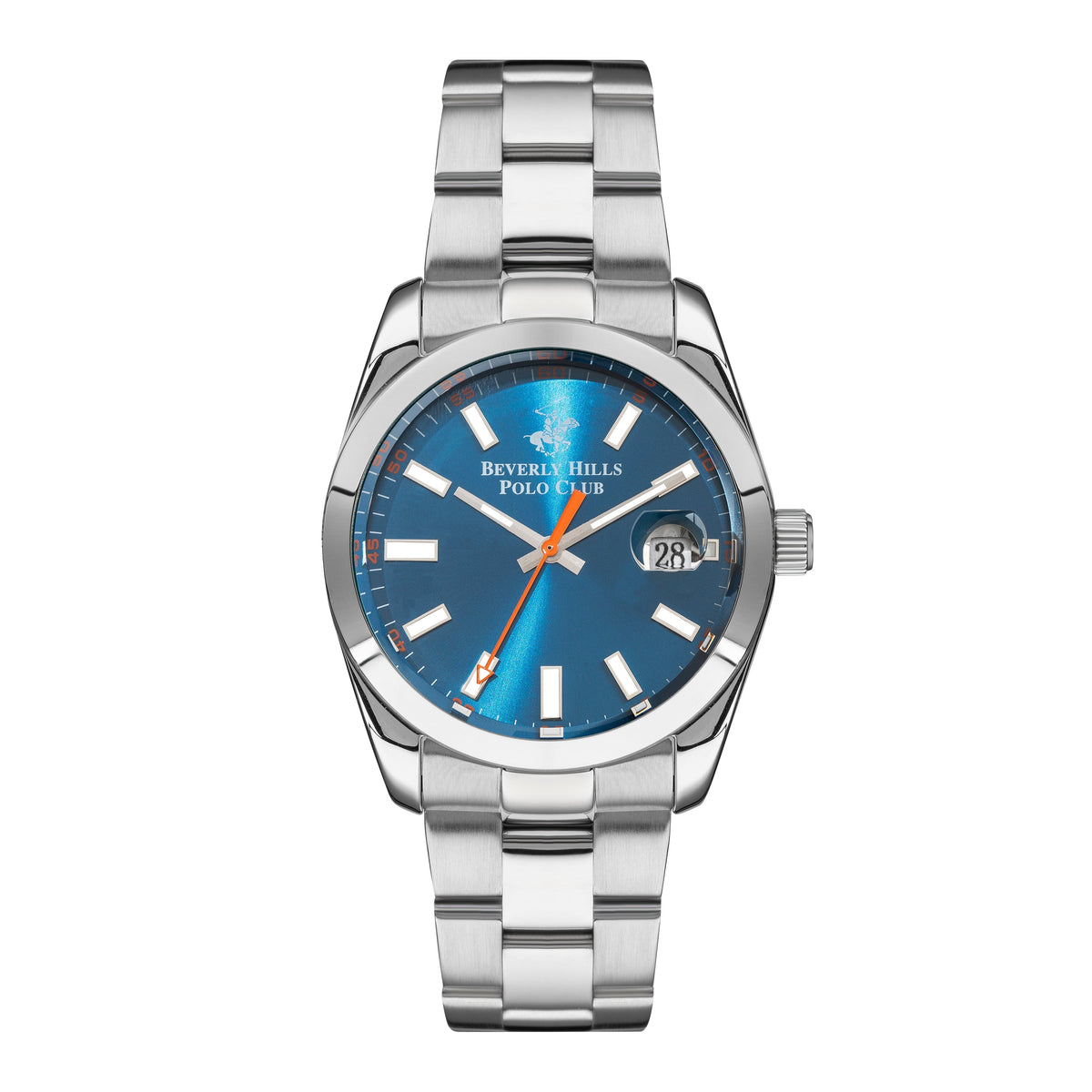 Beverly Hills Polo Club Blue Sunray Dial Silver Date Watch – BP3288X.390