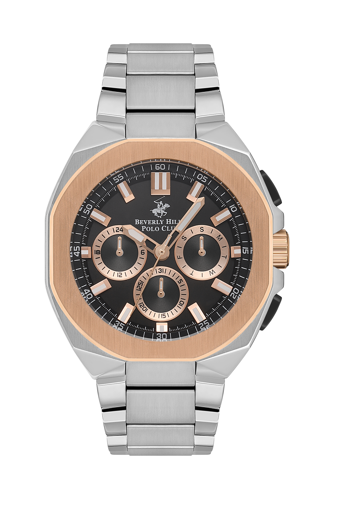 Beverly Hills Polo Club Multifunction Black Dial Rose Gold / Silver Watch BP3537X.550