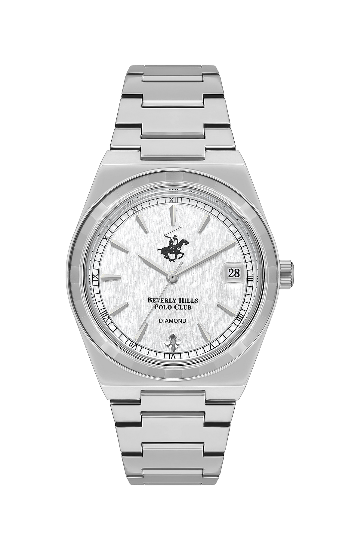 Beverly Hills Polo Club White Dial Diamond Silver Date Watch – BP3562C.330