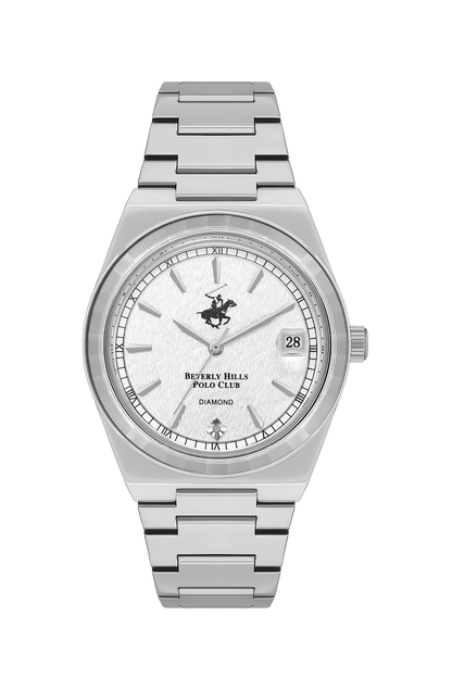 Beverly Hills Polo Club White Dial Diamond Silver Date Watch – BP3562C.330