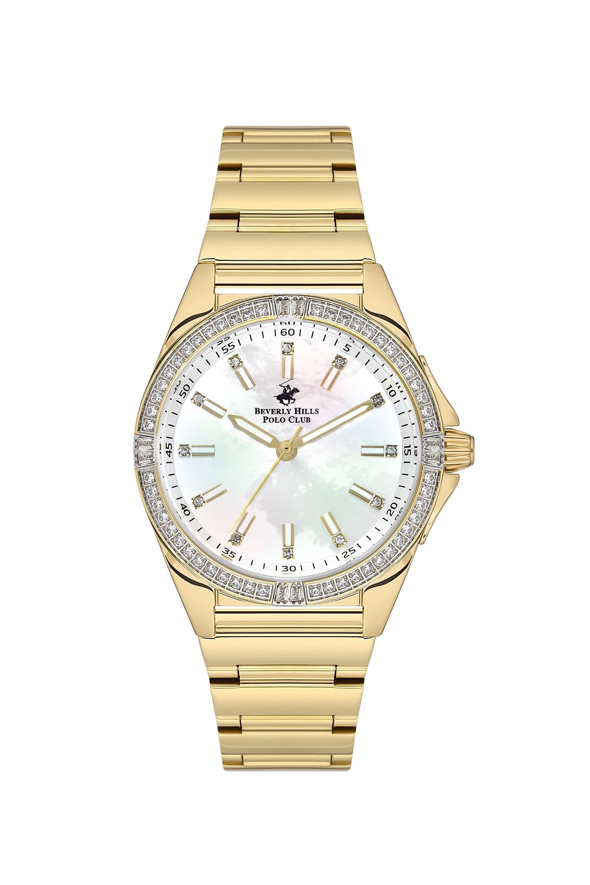 Beverly Hills Polo Club Mother Pearl Gold Diamond Watch – BP3587C.120