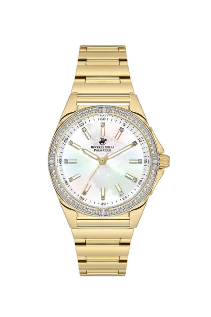 Beverly Hills Polo Club Mother Pearl Gold Diamond Watch – BP3587C.120