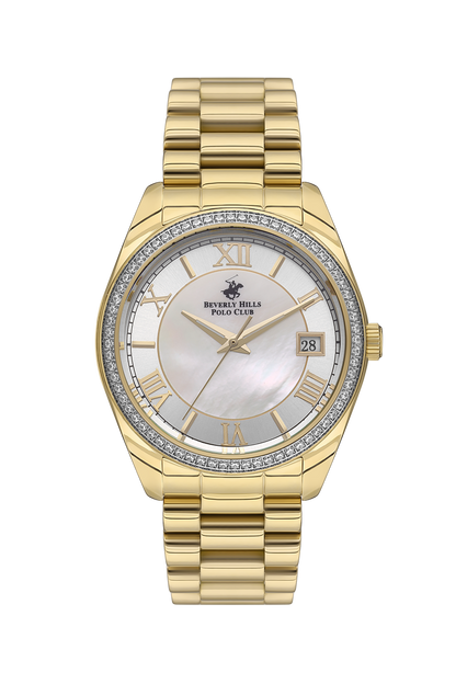 Beverly Hills Polo Club Mother Pearl Gold Date Watch – BP3592C.120