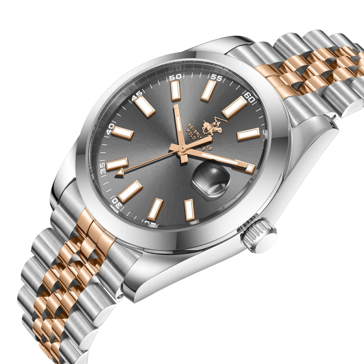 Beverly Hills Polo Club Classy Gunmetal Dial Two-Tone Date Watch BP3810X.560