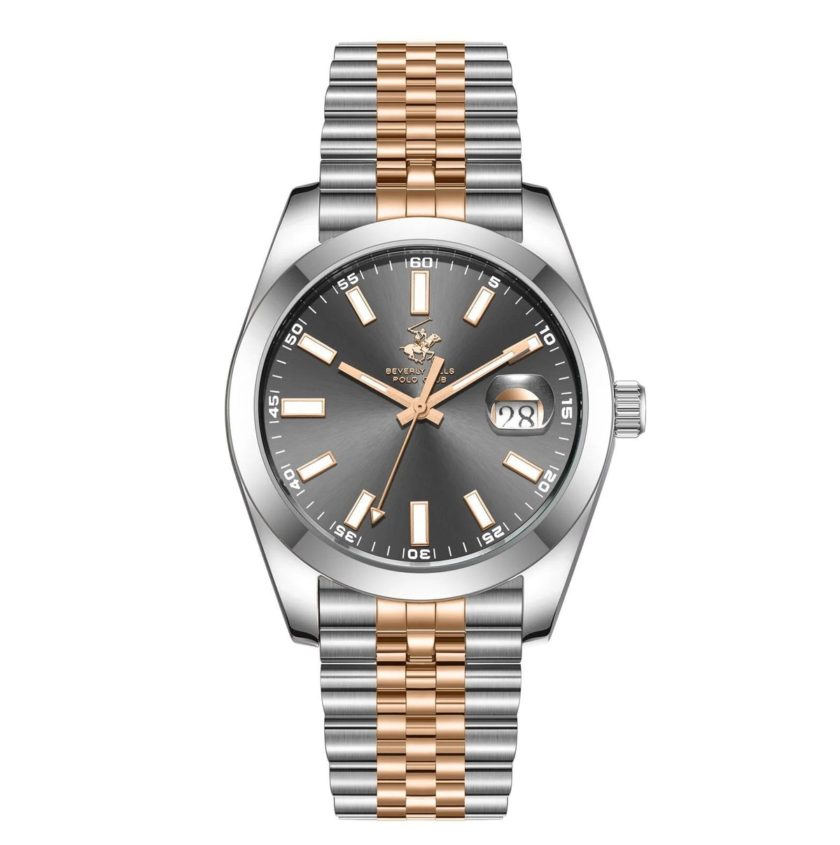 Beverly Hills Polo Club Classy Gunmetal Dial Two-Tone Date Watch BP3810X.560