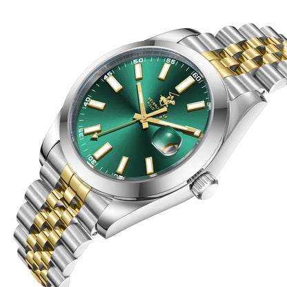 Beverly Hills Polo Club Classy Green Dial Two-Tone Date Watch - BP3810X.570