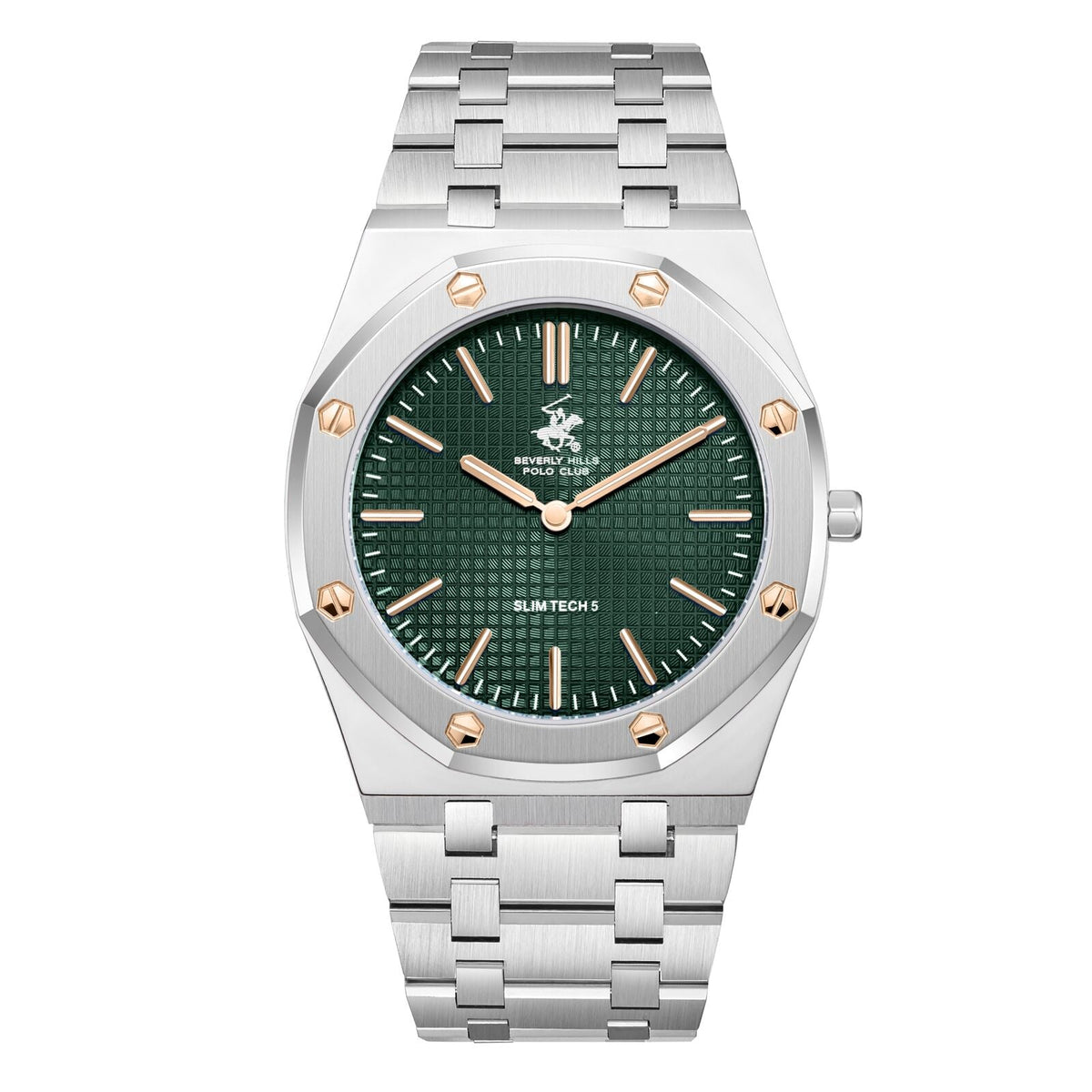 Beverly Hills Polo Club Slim Tech 5 Green Dial Silver Watch - BP3825X.370