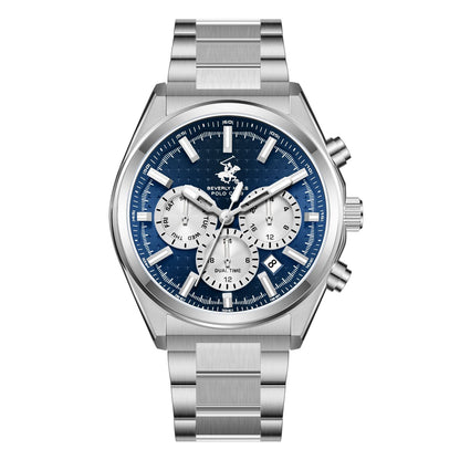 Beverly Hills Polo Club Dual Time Blue Dial Silver Date Watch - BP3831X.390