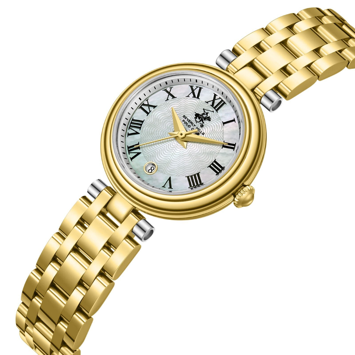 Beverly Hills Polo Club Mother Pearl All Gold Date Watch - BP3838X.120