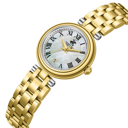 Beverly Hills Polo Club Mother Pearl All Gold Date Watch - BP3838X.120
