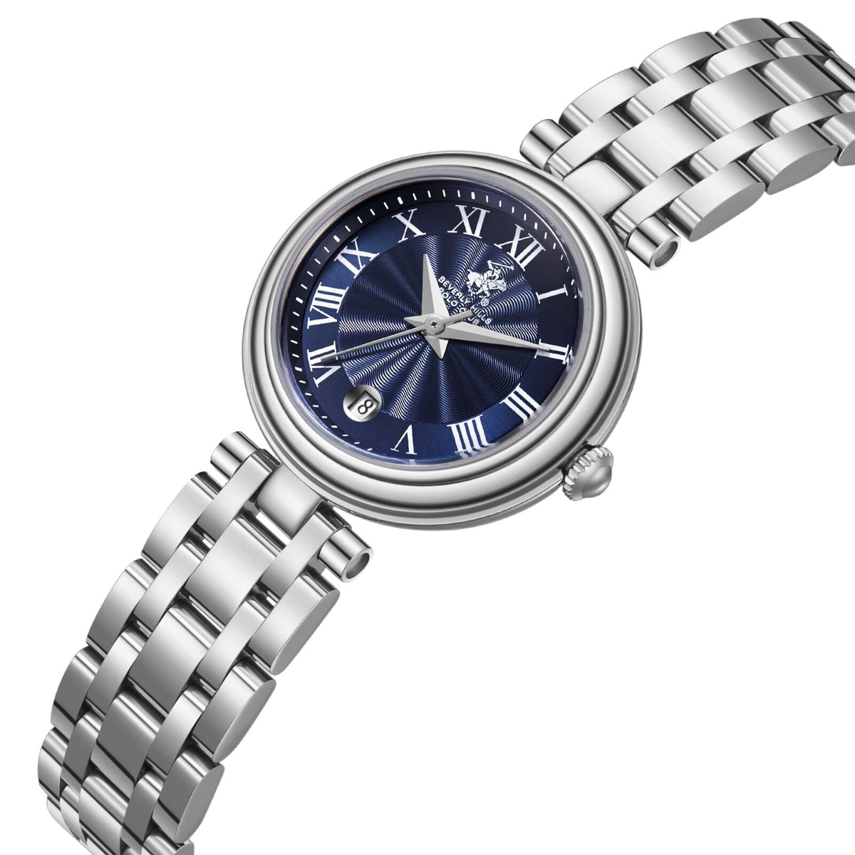 Beverly Hills Polo Club Roman Numeral Blue Dial Silver Watch - BP3838X.390