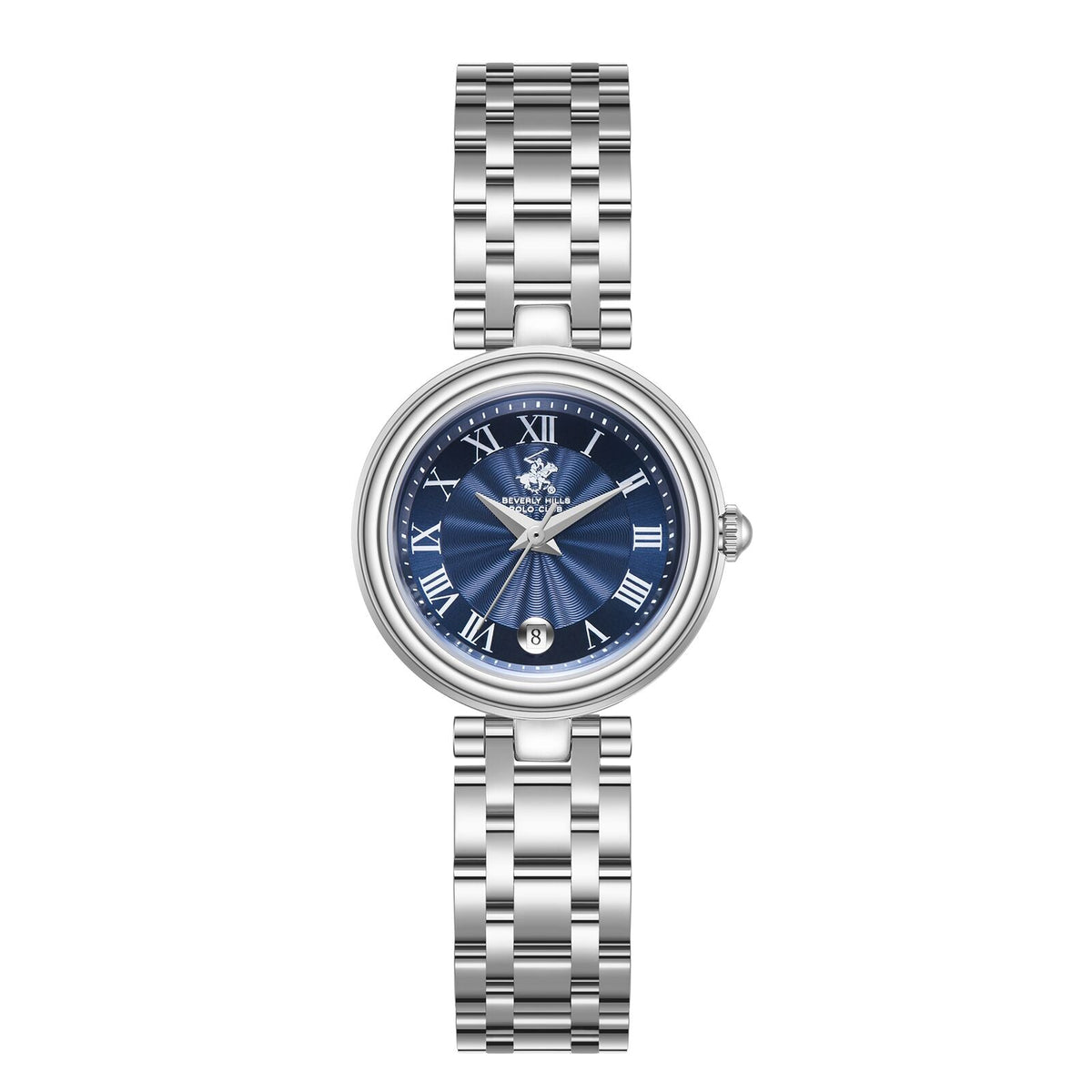 Beverly Hills Polo Club Roman Numeral Blue Dial Silver Watch - BP3838X.390