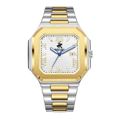 Beverly Hills Polo Club Blue Steel Two-Tone Square Date Watch BP3845X.230