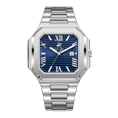 Beverly Hills Polo Club Roman Numeral Blue Dial Silver 45mm Watch BP3845X.390