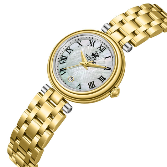 Beverly Hills Polo Club Mother Pearl All Gold Date Watch - BP3838X.120