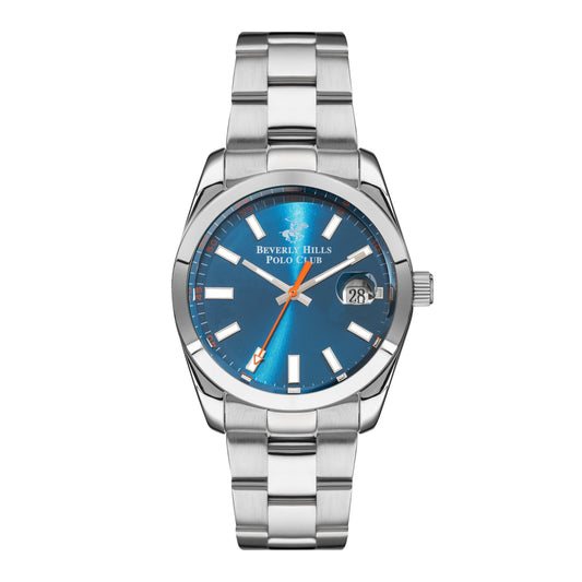 Beverly Hills Polo Club Blue Sunray Dial Silver Date Watch – BP3288X.390