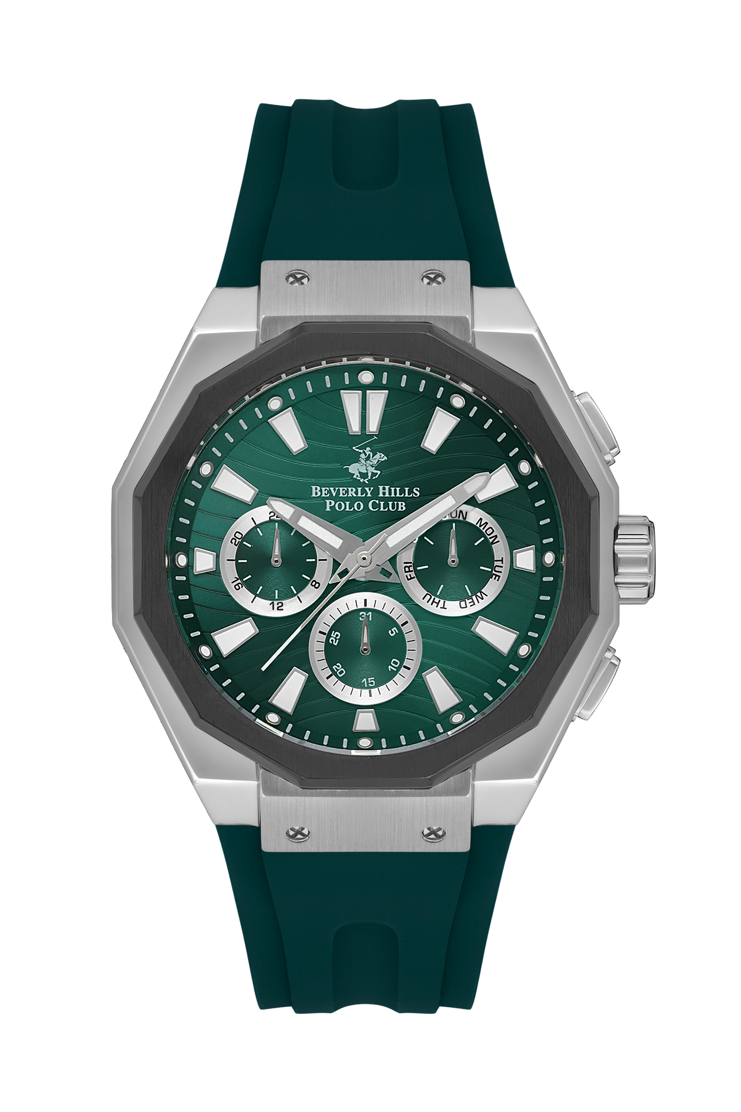 BEVERLY HILLS POLO CLUB Green Chronograph Silicone Watch – BP3557X.375
