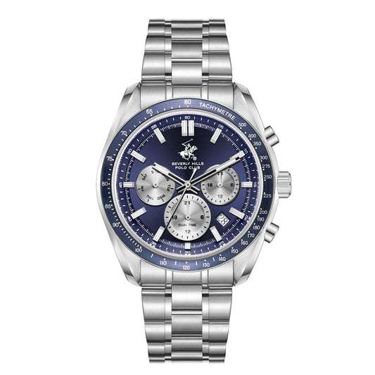 Beverly Hills Polo Club Sporty Dual Time Blue Dial Silver Watch - BP3814X.390