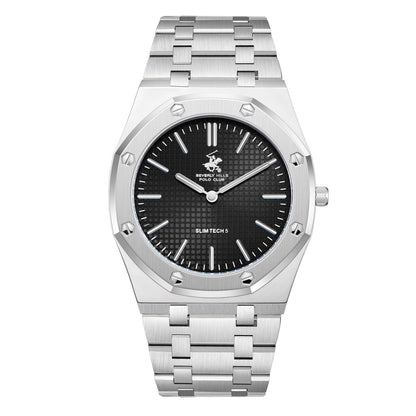 Beverly Hills Polo Club Slim Tech 5 Black Dial Silver Watch - BP3825X.360