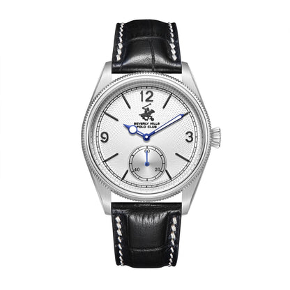 Beverly Hills Polo Club Black Leather Blue Steel Silver Watch - BP3807X.331