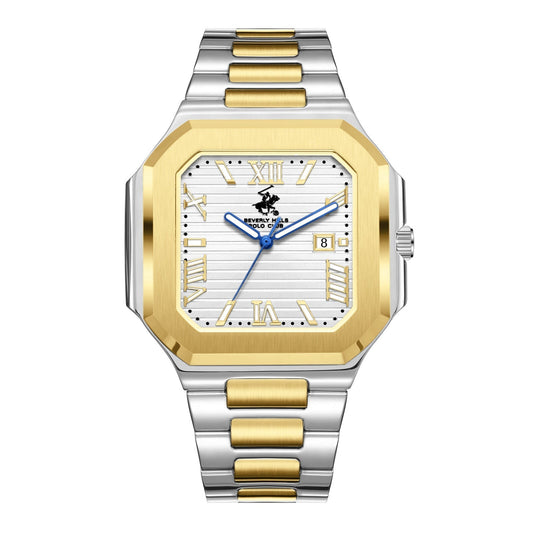 Beverly Hills Polo Club Blue Steel Two-Tone Square Date Watch BP3845X.230