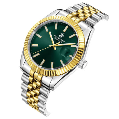 Beverly Hills Polo Club Green Dial Two-Tone Date Watch - BP3018X.271