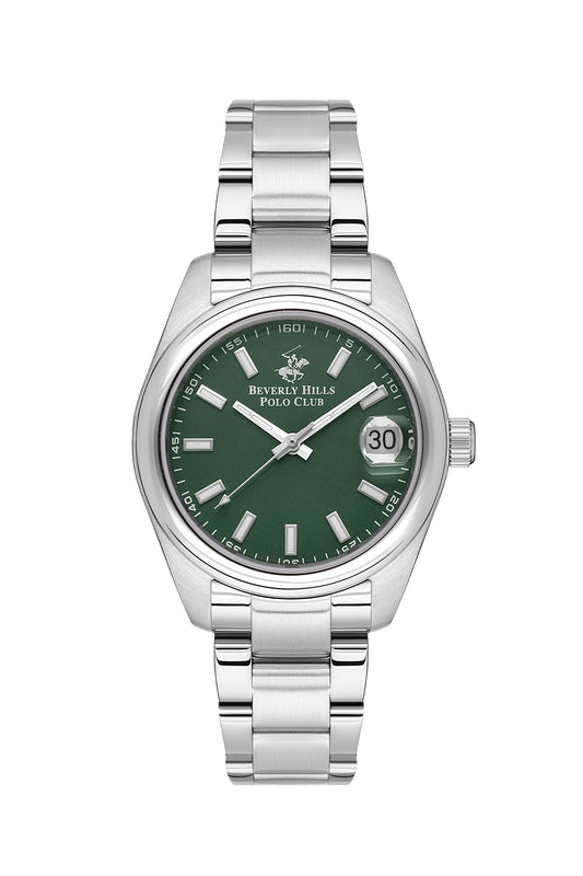 Beverly Hills Polo Club Green Dial Silver 32mm Date Watch – BP3597X.370