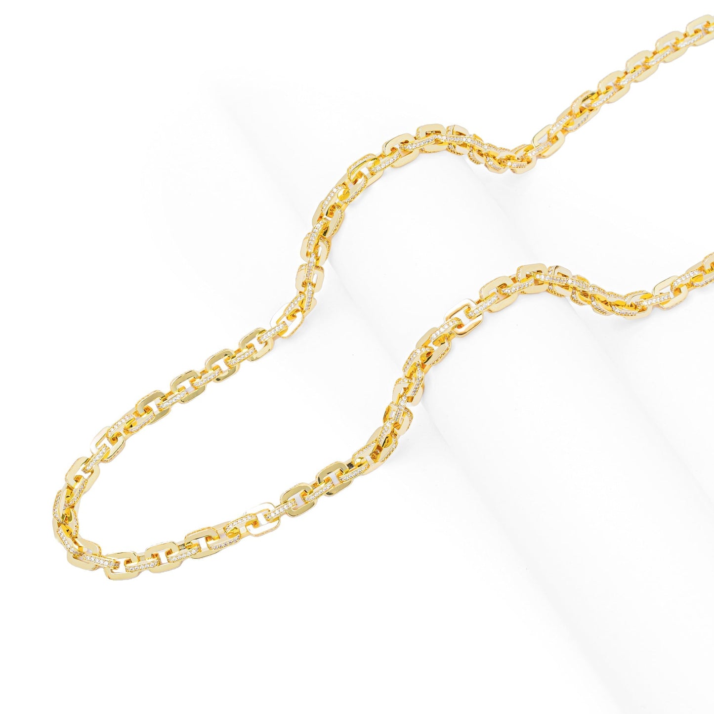 Big Daddy 10MM Anchor Mariner Bullet Diamond & Gold Link Iced Out Chain