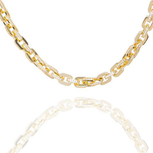 Big Daddy 10MM Anchor Mariner Bullet Diamond & Gold Link Iced Out Chain