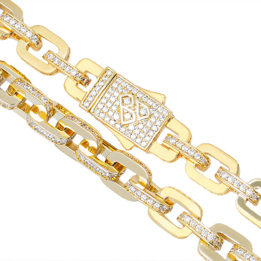 Big Daddy 10MM Anchor Mariner Bullet Diamond & Gold Link Iced Out Chain