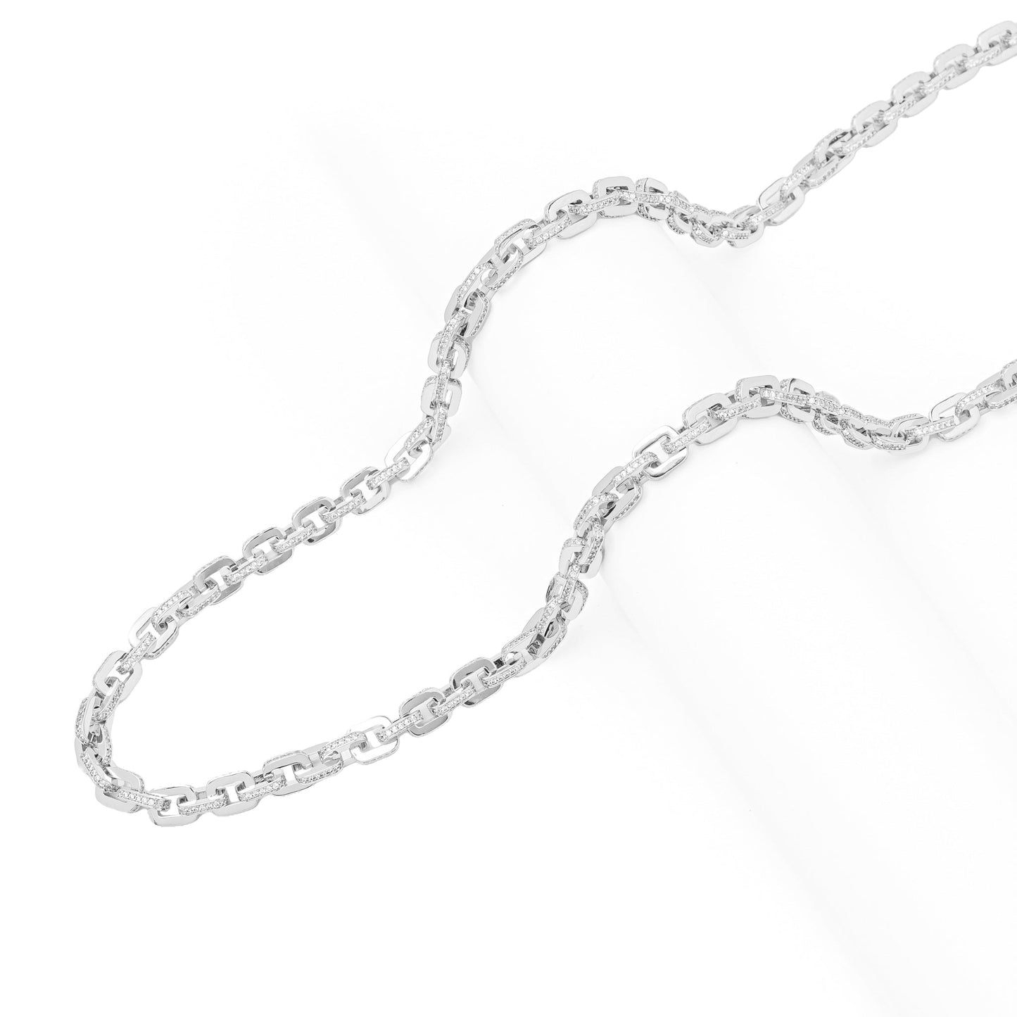 Big Daddy 10MM Anchor Mariner Bullet Diamond & Silver Link Iced Out Chain