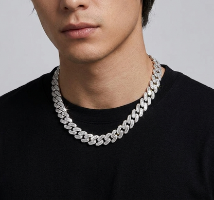 Big Daddy 10MM Baguette Iced Out Silver Cuban Chain
