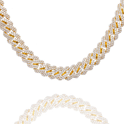 Big Daddy 10MM Straight Edge Cuban Diamond Gold Iced Out Chain