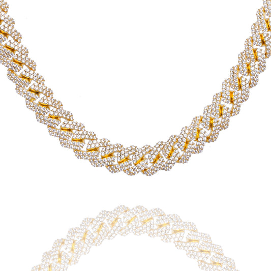 Big Daddy 10MM Straight Edge Cuban Diamond Gold Iced Out Chain