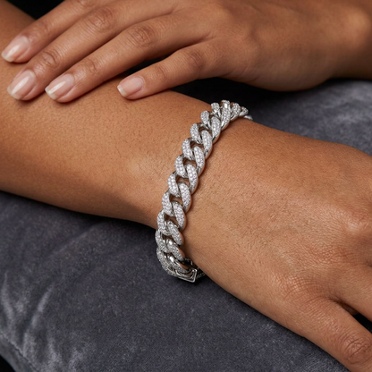 Big Daddy 10MM Iced Out Miami Cuban Link Silver Bracelet