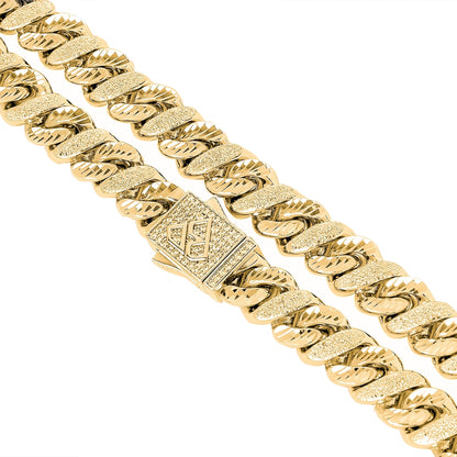 Big Daddy 10MM Sandblast Diamond & Gold Iced Out Chain
