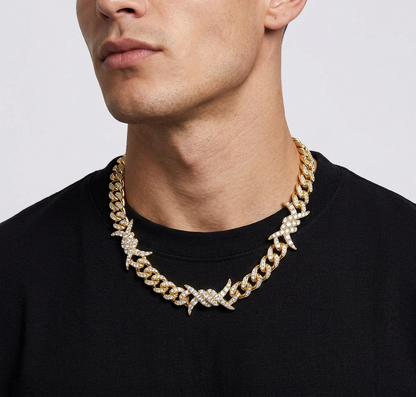 Big Daddy 10MM Spiked Horns Iced Out Gold Chain