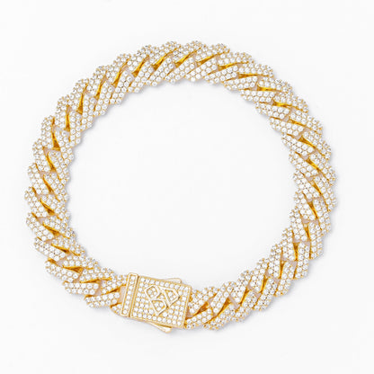 Big Daddy 10MM Straight Edge Cuban Diamond Gold Iced Out Bracelet