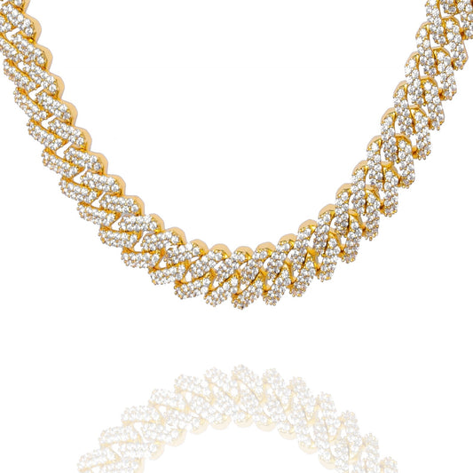 Big Daddy 12MM Straight Edge Cuban Diamond Gold Iced Out Chain